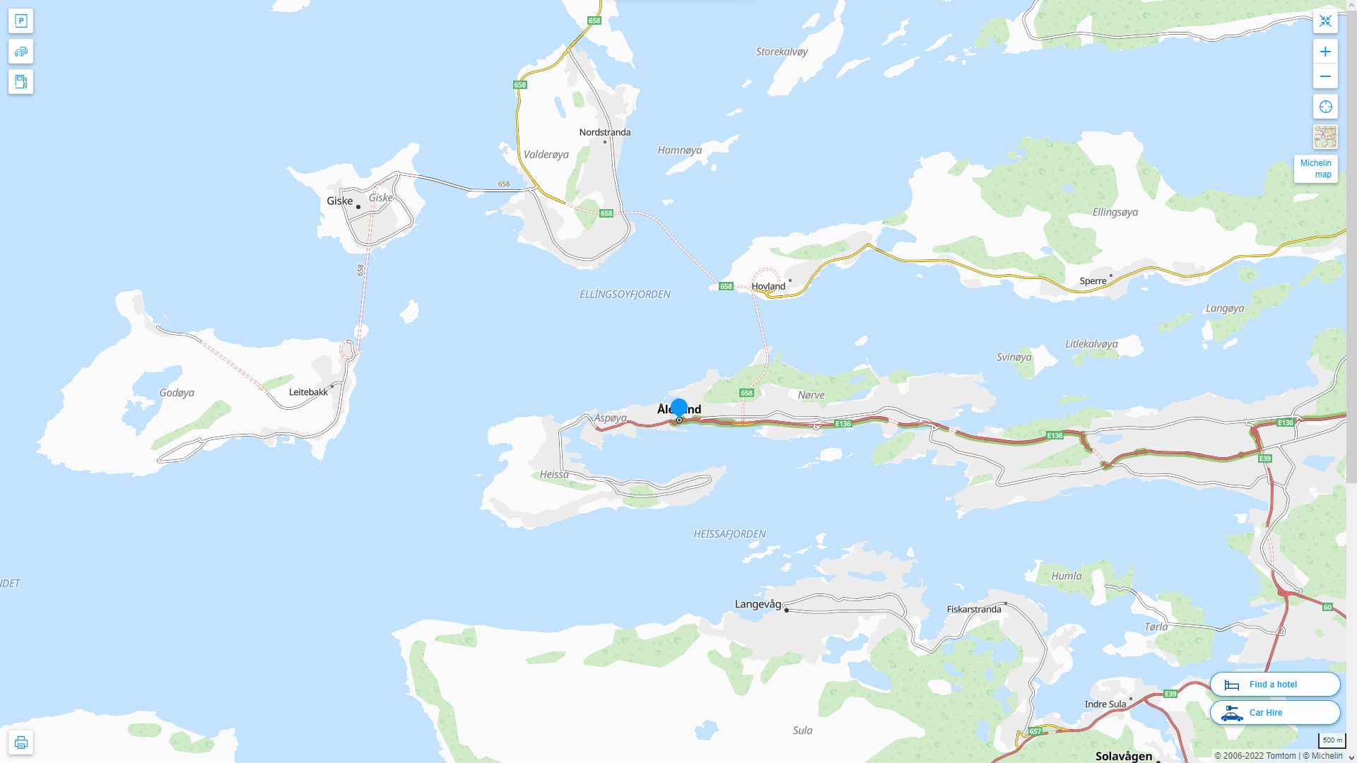 Alesund Norvege Autoroute et carte routiere